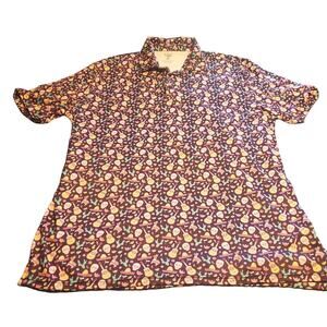 1764 Signature Series Golf Polo XL Purple Sugar Skull Guitar Fiesta Hawaiian